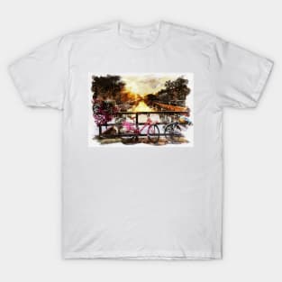 AMSTERDAM, Netherlands Watercolor Landscape Fine Art T-Shirt